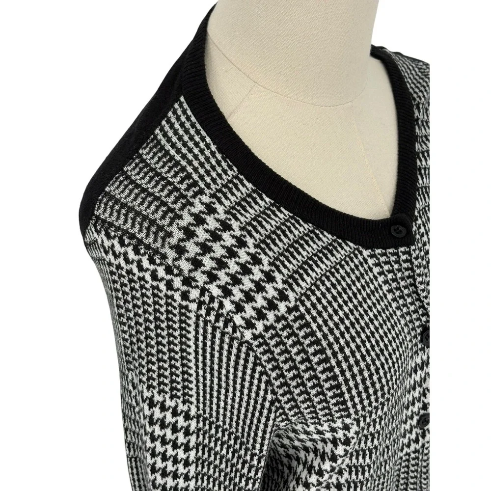 The‎ Limited Womens Houndstooth Button Down Cardigan Sweater Black White Large
